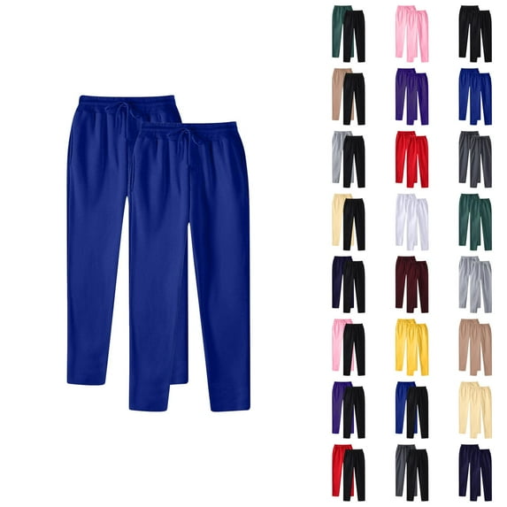 2 Pack Sweatpants for Men 2025 Fall Winter Straight Leg Drawstring Joggers with Pockets Mens Casual Pants Trousers