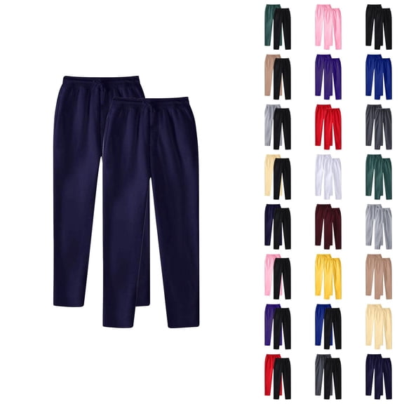 2 Pack Sweatpants for Men 2025 Fall Winter Straight Leg Drawstring Joggers with Pockets Mens Casual Pants Trousers