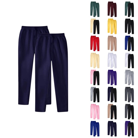 2 Pack Sweatpants for Men 2025 Fall Winter Straight Leg Drawstring Joggers with Pockets Mens Casual Pants Trousers
