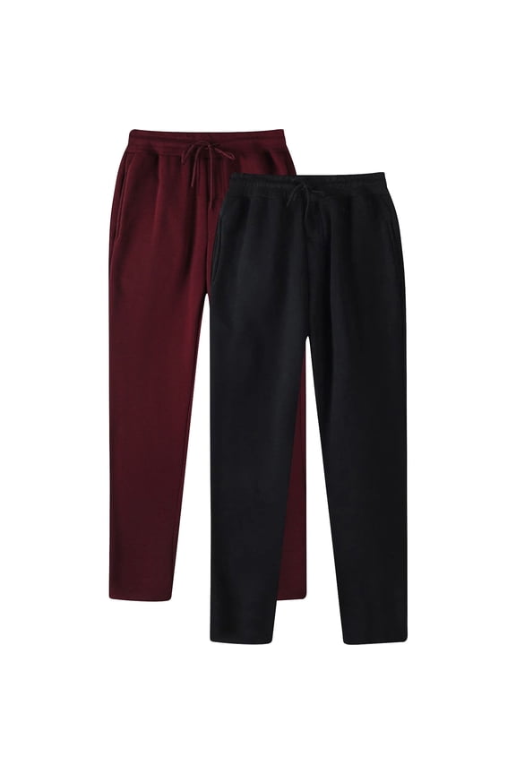 2 Pack Sweatpants for Men with Pockets Athletic Drawstring Straight Leg Pants Casual Elastic Waist Solid Relaxed Workout Sports Trousers Clearance