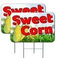 2 Pack Sweet Corn Yard Sign 16" x 24" DoubleSided Print, with Metal