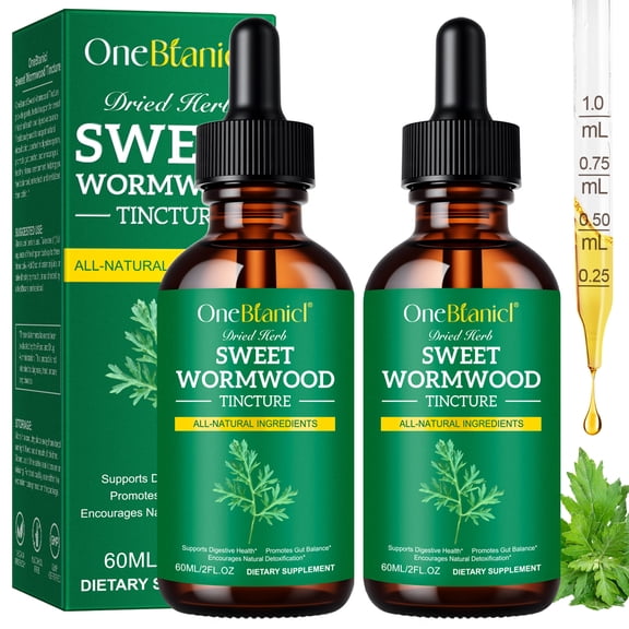 2 Pack Sweet Wormwood Liquid Drops, Digestive Health Support, Herbal Supplement, 2 fl oz