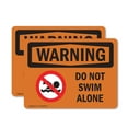 thumbnail image 1 of (2 Pack) Do Not Swim Alone OSHA Warning Sign 5 Inch X 3.5 Inch Vinyl Label Decal Sticker Weather Resistant, UV Protected for Workplace, Business, and Construction Site, Made in the USA, 1 of 7