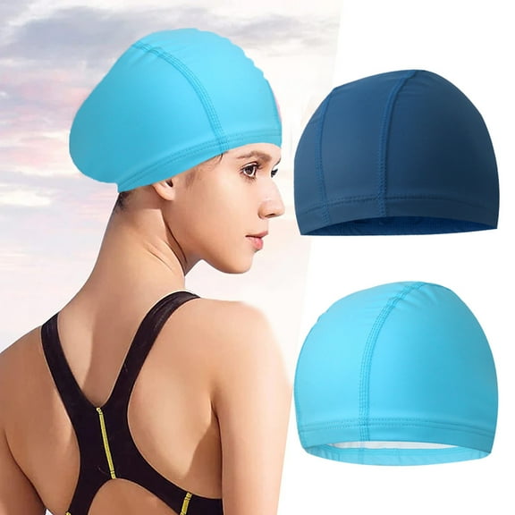 2-Pack Swim Cap, Swimming Cap Man Women, Pure Color PU Coating Comfortable and Not Tight, Swimming Cap for Women Long Hair