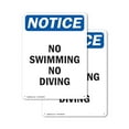 thumbnail image 1 of (2 Pack) No Swimming No Diving OSHA Notice Sign 7 Inch X 10 Inch Plastic Sign, Weather Resistant, UV Protected for Workplace, Business, and Construction Site, Made in the USA, 1 of 8