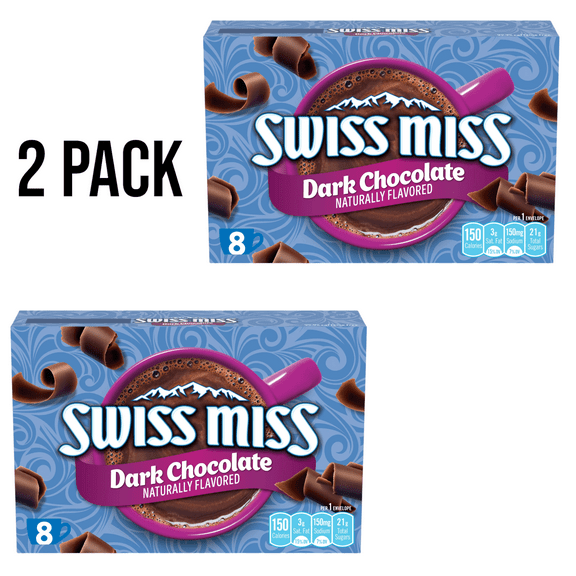 ( 2 Pack ) Swiss Miss Dark Chocolate Flavored Hot Cocoa Mix, 8 Count Hot Cocoa Mix Packets