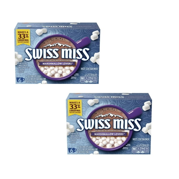 ( 2 Pack ) Swiss Miss Hot Cocoa Mix, Marshmallow Lovers, ( Total of 12 Packets )