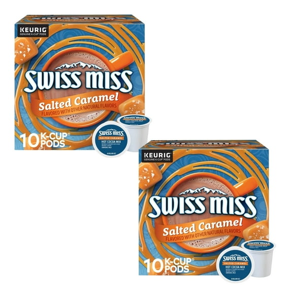 ( 2 Pack ) Swiss Miss Hot Cocoa Mix, Salted Caramel, K Cup Pods, ( Total of 20 K-Cup Pods )
