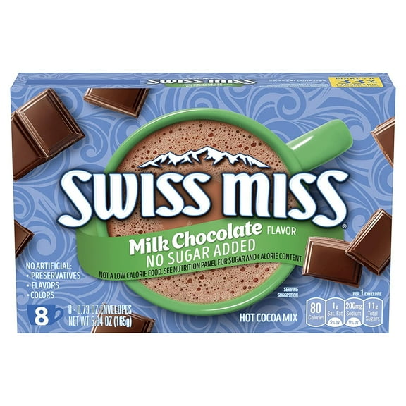 2 / Pack Swiss Miss No Sugar Added Milk Chocolate Flavored Hot Cocoa Mix, 8 Count