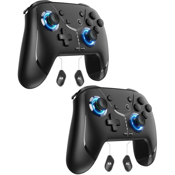 2 Pack Switch 2 Pro Controllers Macro Controller for Switch 2 Switch Lite OLED with Loop Macro 6-Axis Gyro Sensor Dual Vibration Adjustable Turbo 800mAh Battery 2 Pack