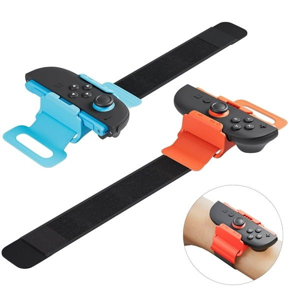 [2 Pack Switch 2 Wrist Straps, Switch 2 2025 Sport Game for joycon Controller, Blue-Orange Adjustable Elastic Wrist Band for Adults and Kids