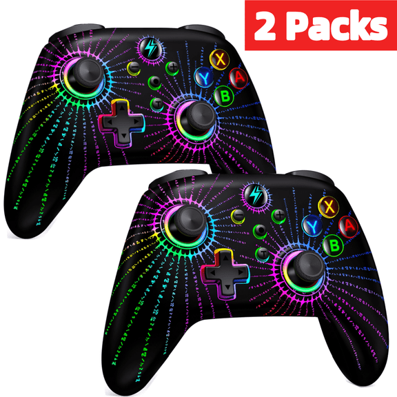 2 Pack Switch Pro Controller for Nintendo Switch/Switch 2/Switch OLED with Programmable, Hall Joystick, Turbo,Black