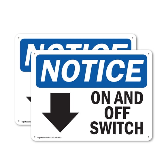 (2 Pack) On And Off Switch OSHA Notice Sign 10 Inch X 7 Inch Plastic Sign, Weather Resistant, UV Protected for Workplace, Business, and Construction Site, Made in the USA