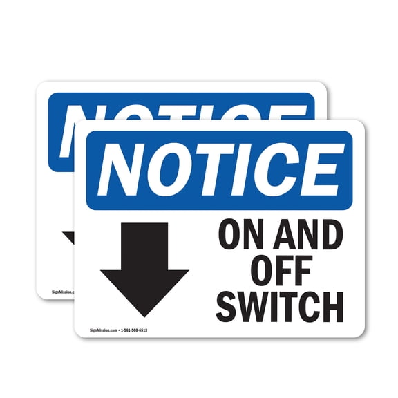 (2 Pack) On And Off Switch Sign With Symbol OSHA Notice Sign 5 Inch X 3.5 Inch Vinyl Label Decal Sticker Weather Resistant, UV Protected for Workplace, Business, and Construction Site,