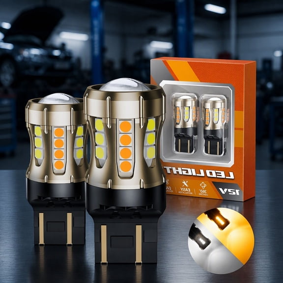 2 Pack Switchback LED Bulbs 7443 7440 T20 992 7444 7441 W21W Color White for Turn Signal DRL Parking Light with Resistor
