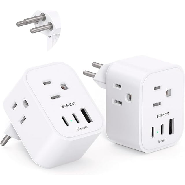 【2 Pack】 Switzerland Travel Plug Adapter, Type J Power Adapter with 3