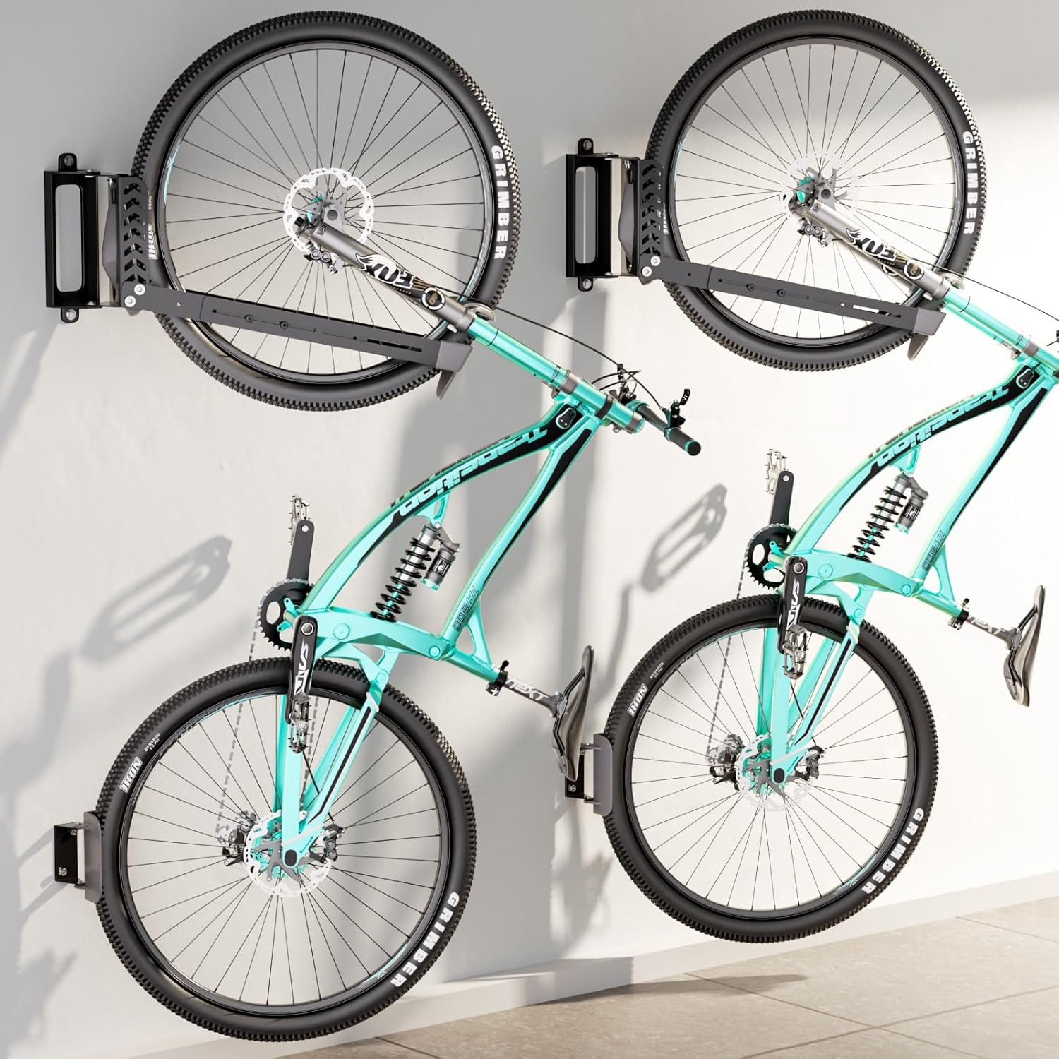 Image showcasing 2-Pack Swivel Bike Rack Wall Mount, Bike Hangers for Garage, Space ...