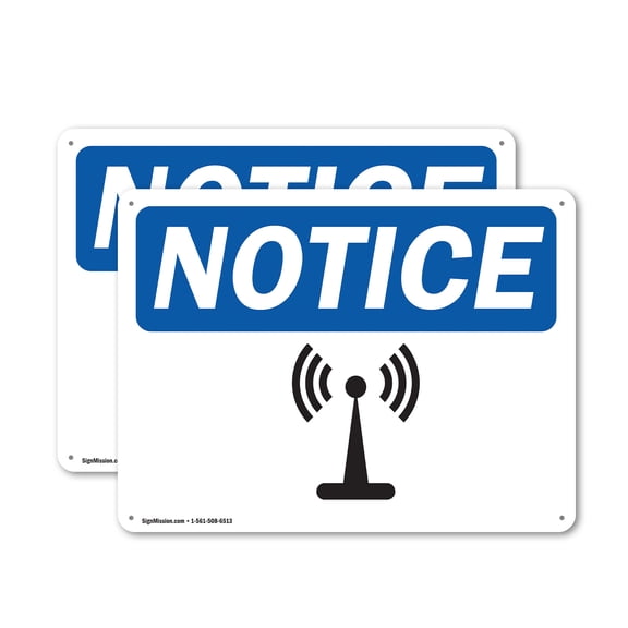 (2 Pack) Symbol Only - Radio Frequency Hazard OSHA Notice Sign 18 Inch X 12 Inch Plastic Sign, Weather Resistant, UV Protected for Workplace, Business, and Construction Site, Made in