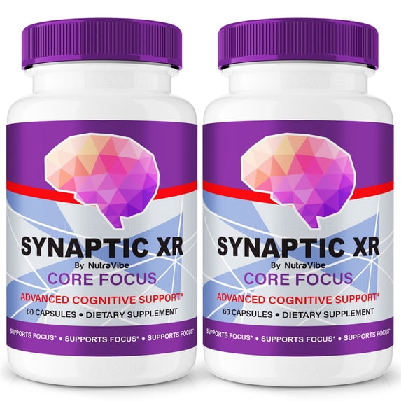 (2 Pack) Synaptic XR Core Focus, Think Faster Be Smarter with SynapticXR, Maximum Strength Formula for Overall Cognitive Health, All Natural Brain Supplement, Reviews (120 Capsules)
