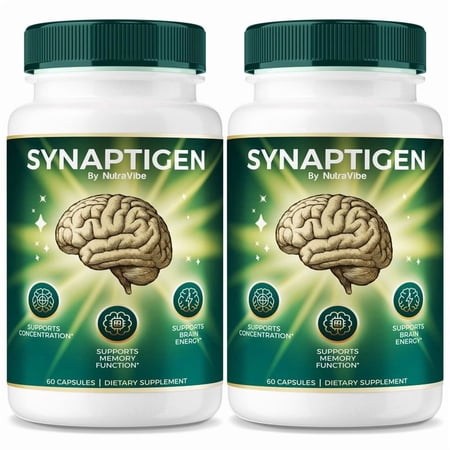 (2 Pack) Synaptigen Pills – Daily Formula with a Natural Blend to Help Maintain Focus, Memory & Concentration | Clean, Gentle, Easy-to-Swallow Capsules for Everyday Sharpness (120 Capsules)