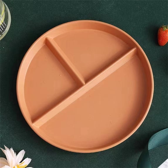 2 Pack T Shape Divided Dinner Plates 3 Compartment Sectioned Plates Colorful Microwave Safe Reusable For Home Picnic