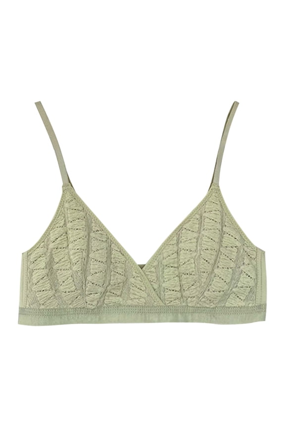 2 Pack T-Shirt Bras for Women No Underwire Triangle Bralettes Cup Push Up Underwear,Green,D