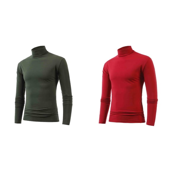 2 Pack T Shirts Men Men's Casual Slim Fit Basic Tops Knitted Lightweight Turtleneck Pullover Sweater Men's Shirts XL
