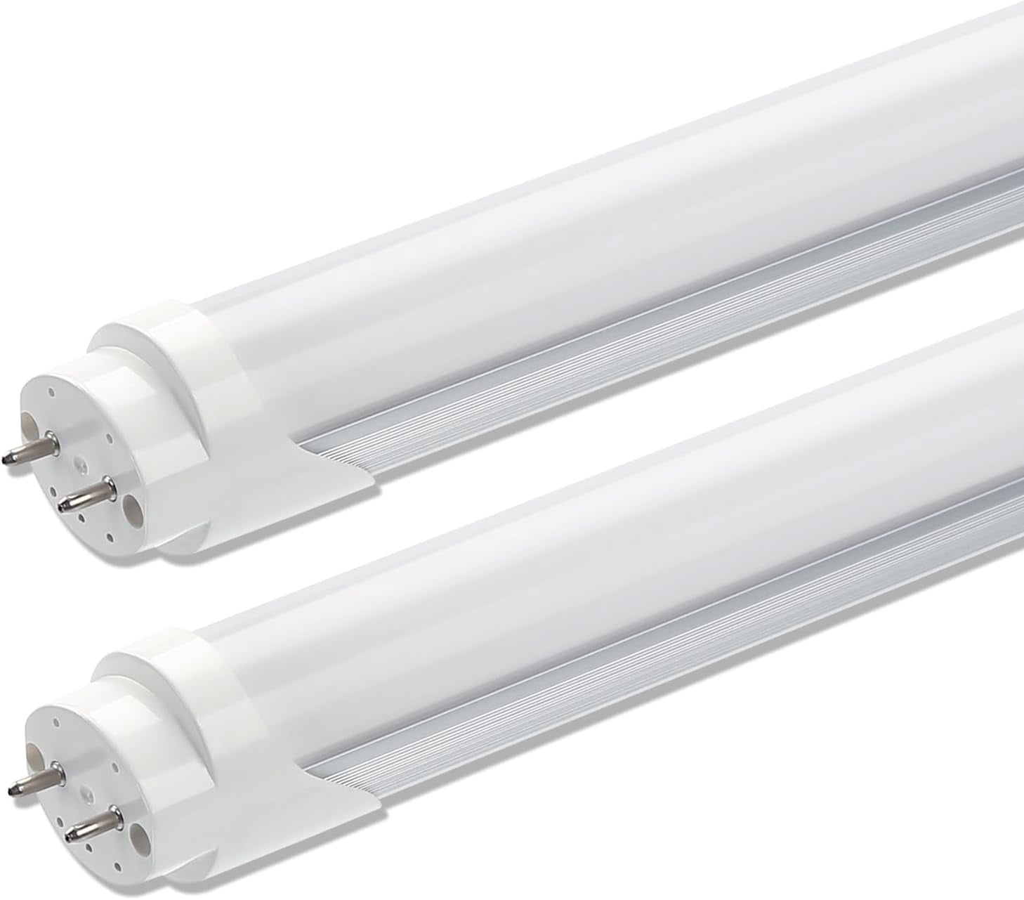 2 Pack T8 LED Bulbs 4FT, 6000K Daylight White, 40W Equivalent, Ballast Bypass, Dual Ended Type B Light Tube, LED Fluorescent Tube Replacement T8 T12, Non-dimmable