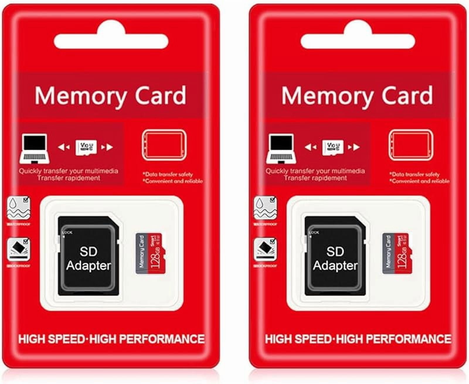 2 Pack TF Card 128GB with Adapter, High Speed Memory Card, UHS-I C10 A1 Memory TF Card for Tablet/Mobile Phone/Camera/Car Audio/Game Console (128GB)