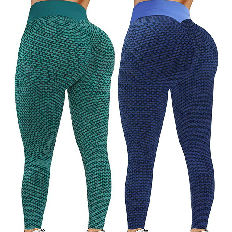 2 Pack TIK Tok Leggings Women Yoga Pants Running Workout Leggings High  Waisted Tummy Control Butt Lifting Bubble Hip Lift