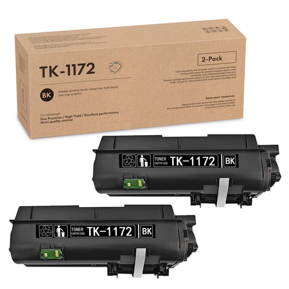 2 Pack TK1172 Black Toner Cartridge 1T02S50US0 Replacement for Kyocera M2540d Printer