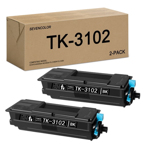 2 Pack TK3102 Black Toner Cartridge 1T02MS0US0 Replacement for Kyocera FS-2100DN Printer