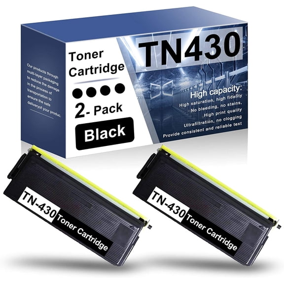 2-Pack TN430 Black Toner Compatible Replacement for Brother IntelliFax-4100 4750 5750e Printer.
