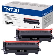2-Pack TN730 Toner Cartridge Compatible for Brother TN-730 TN760 TN-760 HL-L2350DW DCP-L2550DW MFC-L2710DW MFC-L2730DW HL-L2370DW HL-L2395DW Printer Ink Black