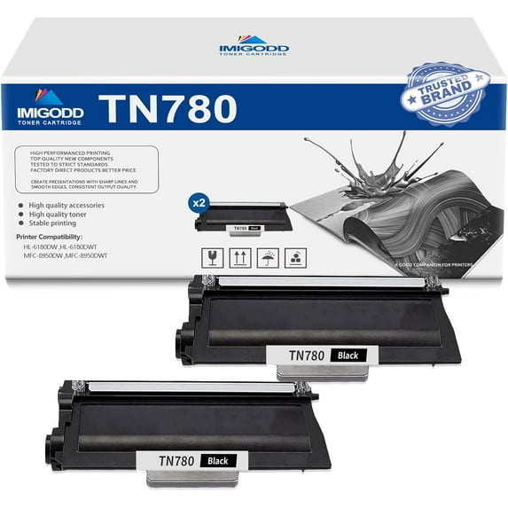 2-Pack TN780 Black Toner Cartridge Replacement for Brother High Capacity 13,000 Pages with HL-6180DW HL-6180DWT MFC-8950DW MFC-8950DWT Printer
