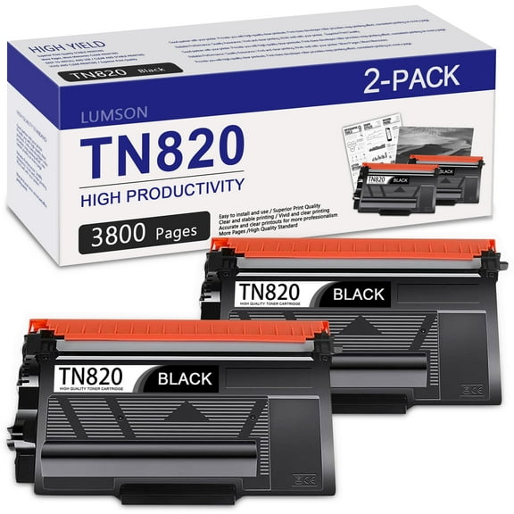2-Pack TN820 Black Toner Cartridge Replacement for Brother DCP-L5500DN L5600DN L5650DN