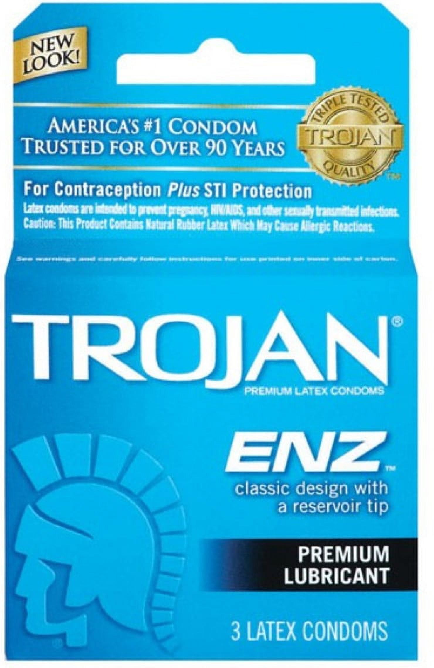 TROJAN Enz Condoms Lubricated Latex 3 Each (Pack of 2) - Walmart.com