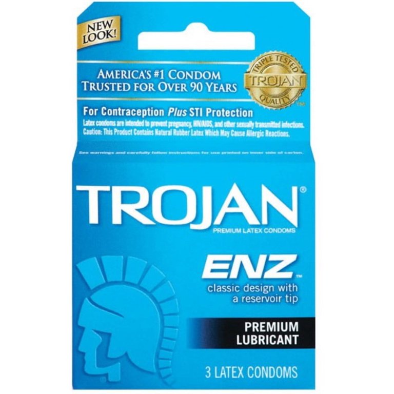 TROJAN Enz Condoms Lubricated Latex 3 Each (Pack of 2) - Walmart.com