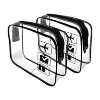 2-Pack TSA Approved Clear Toiletry Bags - Quart Size Travel Cosmetic Bags for Airplane Carry On (Black, TSA Compliant for Men & Women)