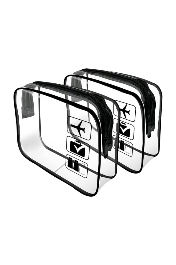 2-Pack TSA Approved Clear Toiletry Bags - Quart Size Travel Cosmetic Bags for Airplane Carry On (Black, TSA Compliant for Men & Women)