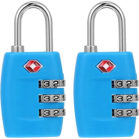 2 Pack TSA Approved Luggage Locks with Metal 3-Digit Combination, Travel Padlock Blue