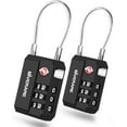 thumbnail image 1 of 2 Pack TSA Approved Travel Luggage Locks, Cable Combination Lock 3-Digit, Keyless Suitcase Padlocks, Weatherproof Padlock for Locker, Golf Bag, Gun Case, Backpack, Anti Theft, Easy Read Dials-Black, 1 of 7