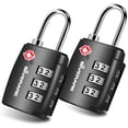 thumbnail image 1 of 2 Pack TSA Approved Travel Luggage Locks, Combination Lock Alloy Body, Metal Keyless 3-Digit Padlocks, TSA Accepted Compatible Padlock for Gym Locker, Golf Bag Case, Backpack, Black-by GIVERARE, 1 of 8