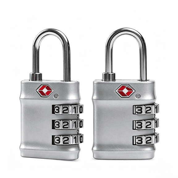 2 Pack TSA Compliant Luggage Locks, 3 Digit Resettable Combination Padlock with Zinc Alloy Body & Anti-Rust Steel Shackle, Heavy Duty Travel Lock for Suitcase Backpack Gym School Locker Tool Box