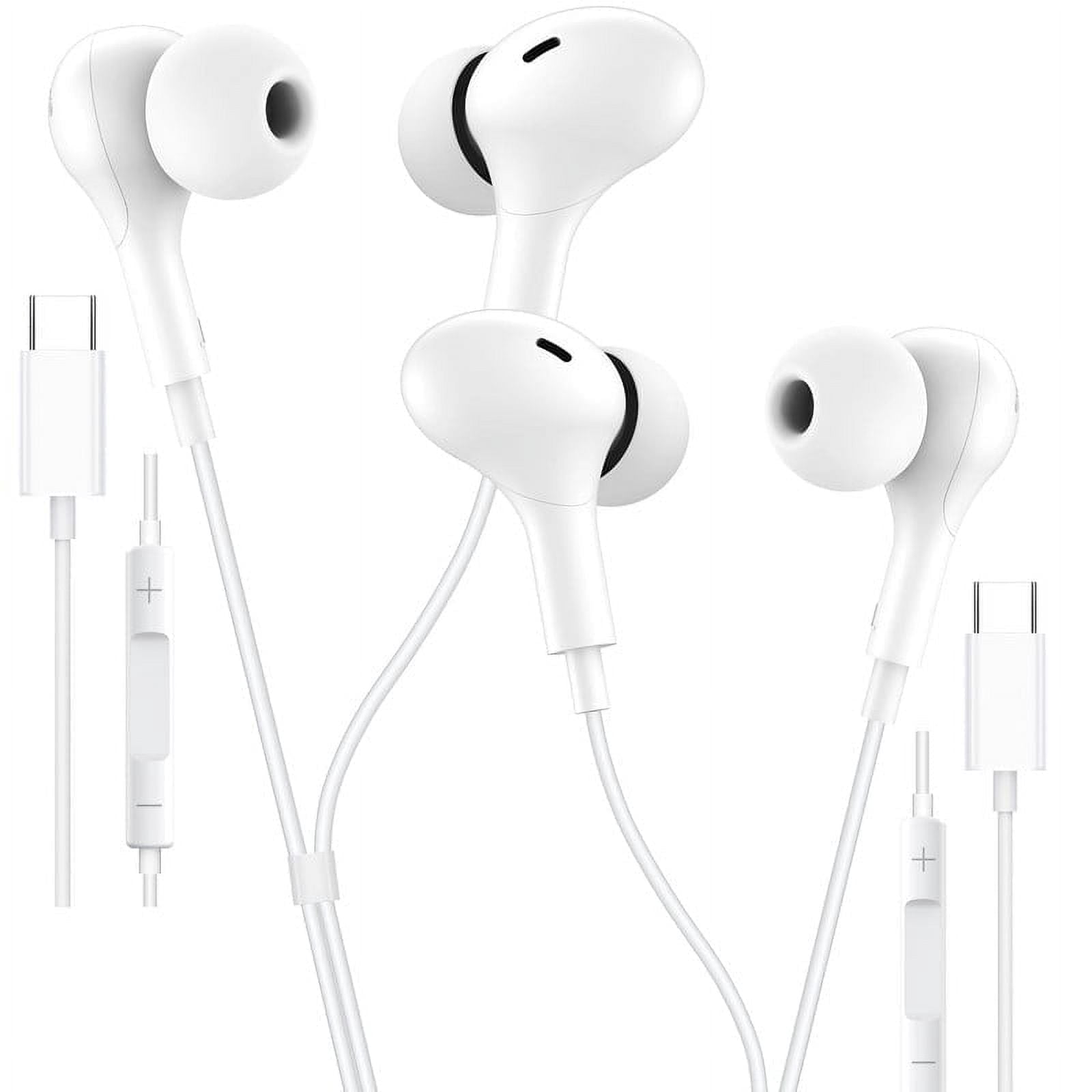 2 Pack TTech Type C Wired Headphones USB-C Earbuds Earphones Compatible with iPhone 16 Pro Max / 16 Pro / 16 Plus / for Samsung Galaxy S24/S23/S22/S21 Ultra, Go
