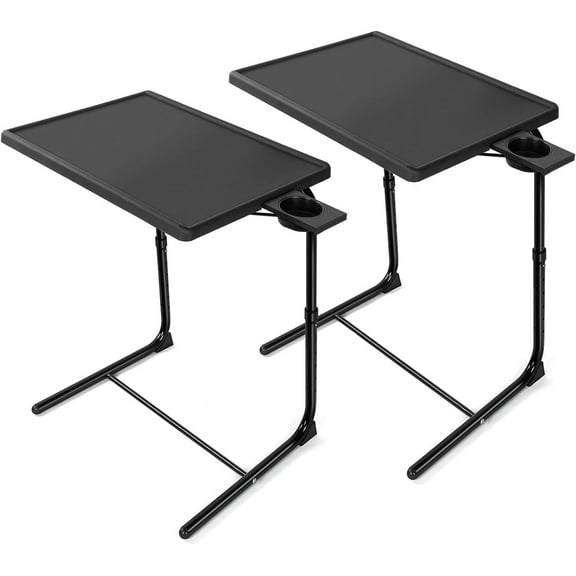 2 Pack TV Tray - TV Table, Folding Table Trays, w/6 Height & 3 Tilt Angle, w/Cup Holder, Dinner Tray for Eating on Couch, Laptop, Bed & Couch