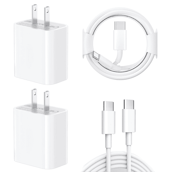 2-Pack TYPPKMM 20W USB-C Charger Cube Fast Charge Compatible with iPhone 16/15, Samsung Galaxy