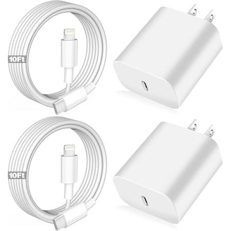 2-Pack TYPPKMM 20W USB-C Fast Charge Power Adapter, Compatible with iPhone 16/15/14, iPad Air