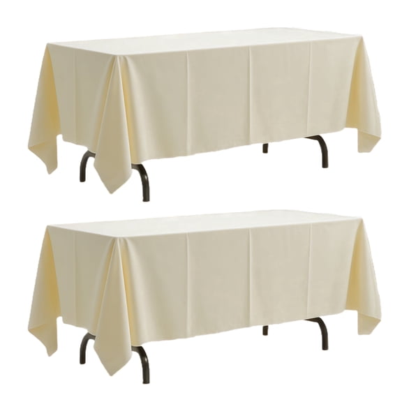 WIGENIUS Faux Linen Ivory Table Cloth Rectangle 60 x 102 inch Waterproof Tablecloths for 6ft Table - Reusable Polyester TableCloths for Wedding Party