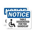 thumbnail image 1 of (2 Pack) Table Designated For The Handicapped Sign, 1 of 7